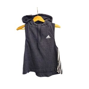 🌼3‎ for $15🦋 ADIDAS Sleeveless Fleece Hoodie Hi Low Hem Womens X Small Black